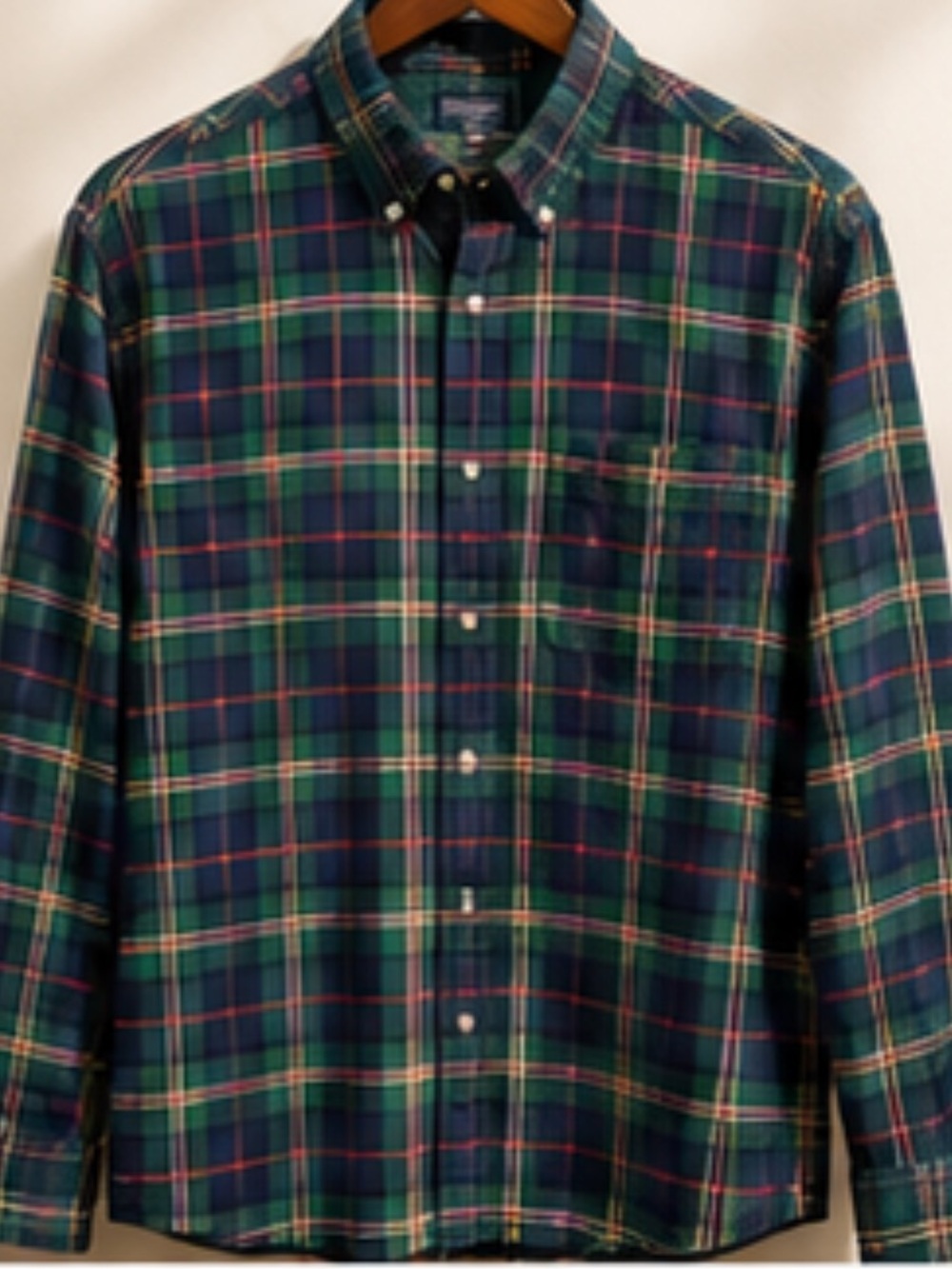 Club Room Navy, Green & Yellow Plaid Button-Down Shirt
